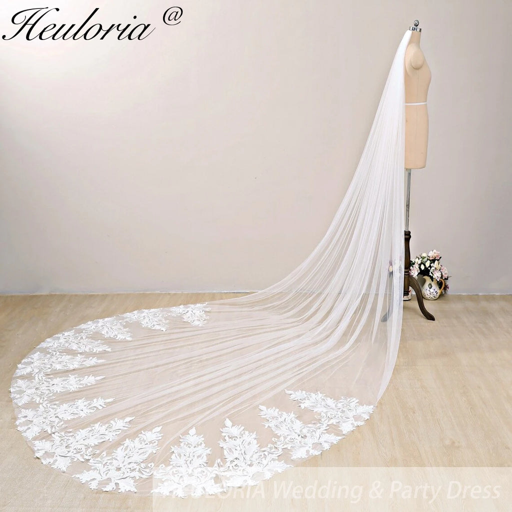 Cathedral Wedding Veil Lace bridal veil with Metal Comb Length 300cm width 300cm for Bride VL-134