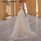 HEULORIA Lace Wedding Dresses A line Spaghetti Straps high split Bridal dress  robe de mariee A line Wedding Bridal Gown AL-QK396