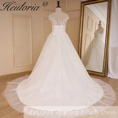 HEULORIA Sparkly Glitter A line Wedding Gowns sheer sweetheart neckline lace Bride Dresses robe de mariee A line Wedding Bridal Gown