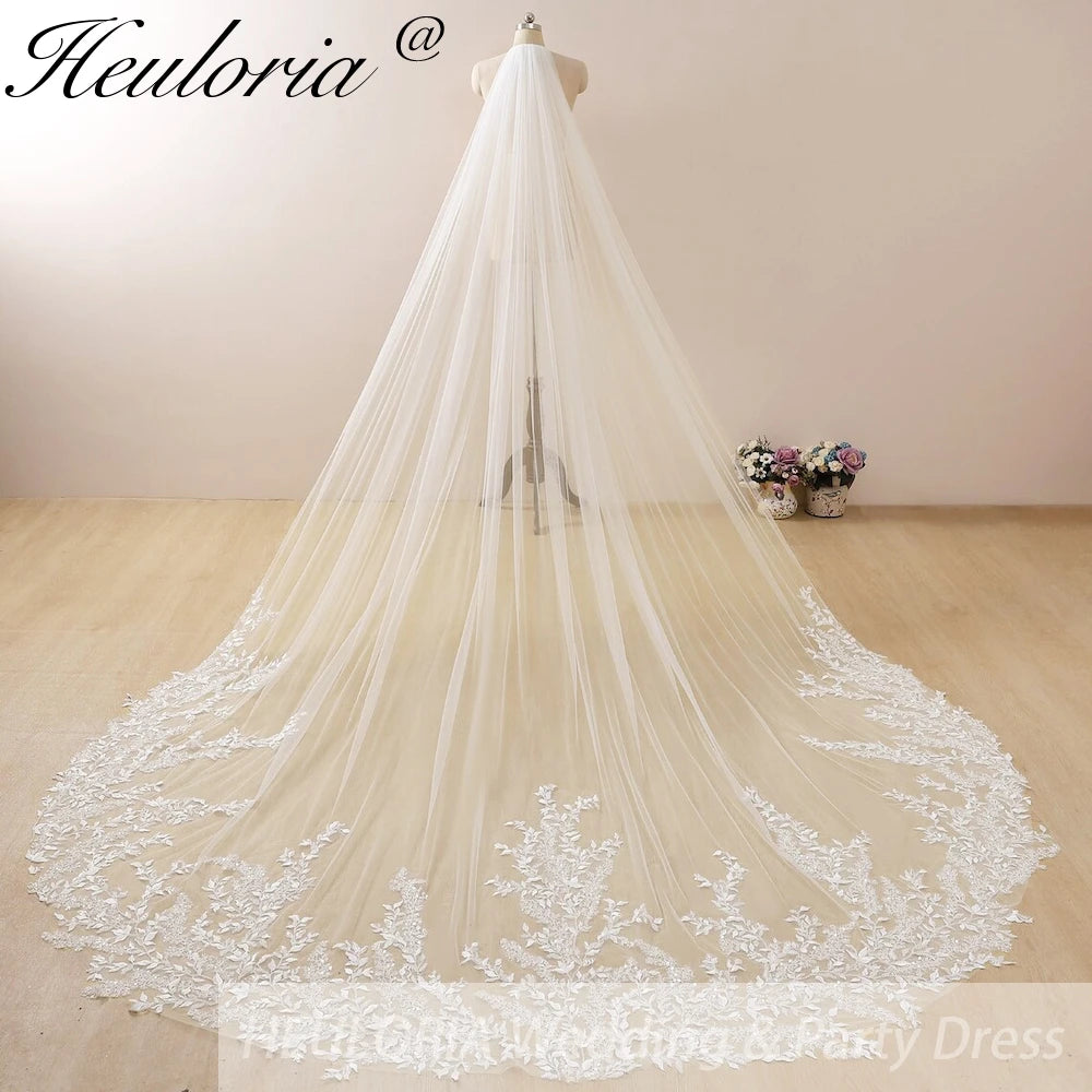 Cathedral Wedding Veil Lace bridal veil with Metal Comb Length 300cm width 300cm for Bride VL-25
