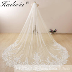 Cathedral Wedding Veil Lace bridal veil with Metal Comb Length 300cm width 300cm for Bride