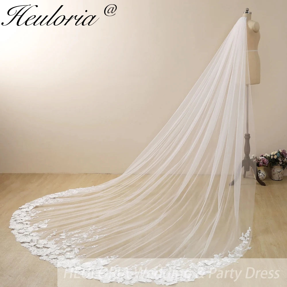 Cathedral Wedding Veil 3D floral Lace bridal veil with Metal Comb Length 300cm width 300cm for Bride VL-40
