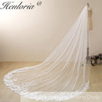 Cathedral Wedding Veil 3D floral Lace bridal veil with Metal Comb Length 300cm width 300cm for Bride VL-40