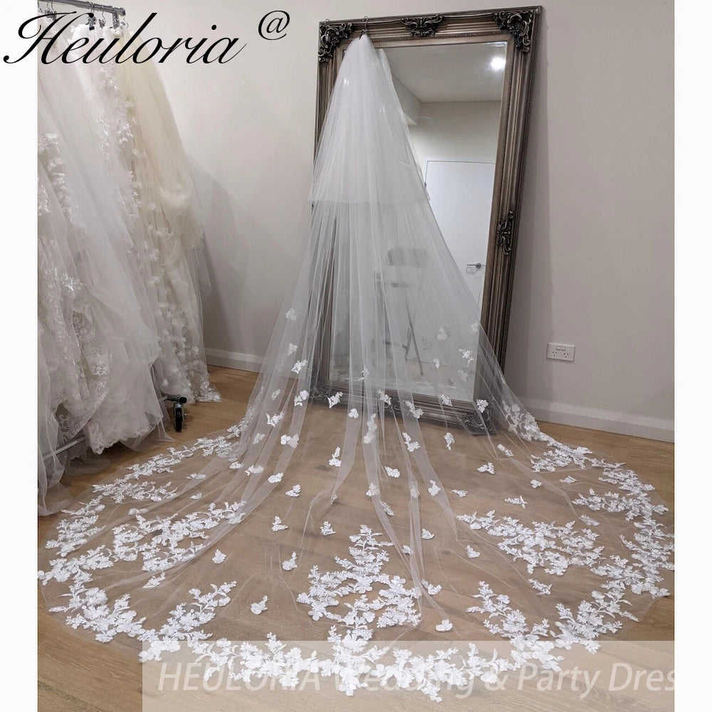 Cathedral Wedding Veil Lace bridal veil with Metal Comb Length 300cm width 300cm for Bride