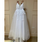 HEULORIA A-line Sweetheart Court Train Lace Tulle Wedding Dress With Sequins beading AL-528