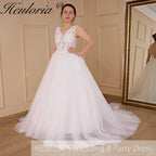 HEULORIA Women's lace beading V neck sleeveless wedding dress Robe De Mariee Wedding Bride Dress AL-688