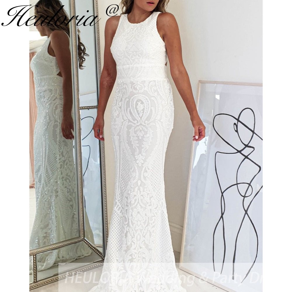 Sparky sequined evening dresses round neck backless long formal dress women elegant mermaid vestidos de fiesta  elegant backless evening gowns
