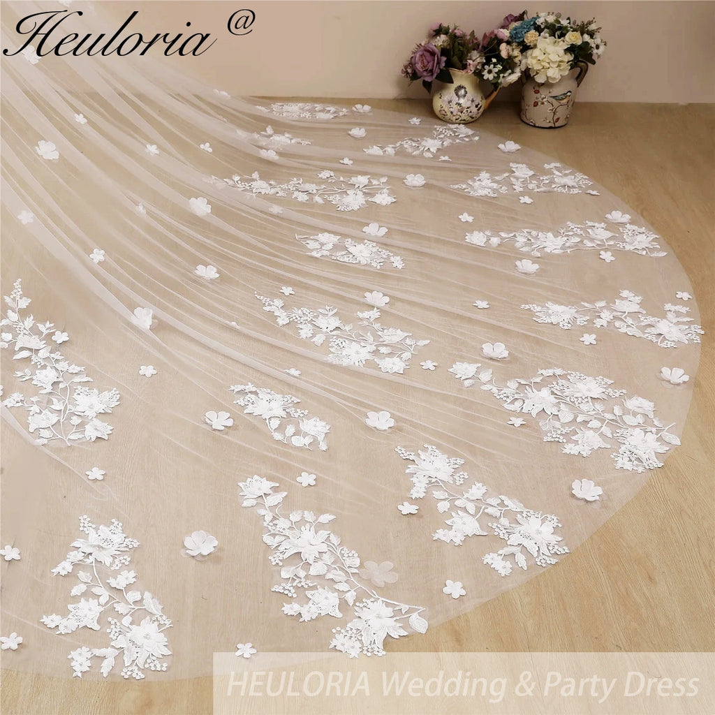 Cathedral Wedding Veil Lace bridal veil with Metal Comb Length 300cm width 300cm for Bride VL-129