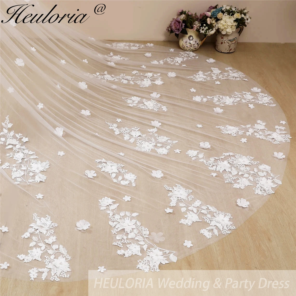 Cathedral Wedding Veil Lace bridal veil with Metal Comb Length 300cm width 300cm for Bride VL-129