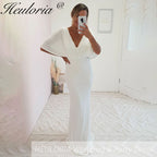 Sexy Deep V neck white mermaid evening dress vestidos de fiesta  party dress robe de soiree de mariage robe femme soiree