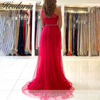 Customized Mermaid Prom Dress one shoulder lace Evening Dress Detachable Tulle Train Formal Party Gowns