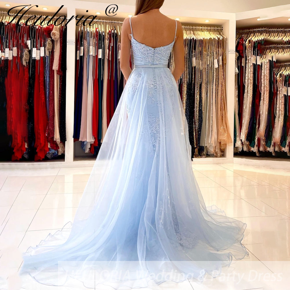 New Mermaid Sexy Prom Dresses Long for Applique with Detachable Train Formal Evening Dress Party Birthday Gowns Customized Made