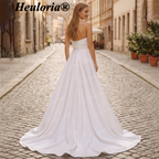HEULORIA Elegant Strapless Satin A-Line Wedding Dress with High Slit AL-211