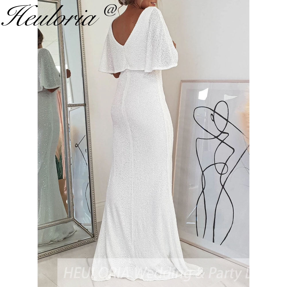 Sexy Deep V neck white mermaid evening dress vestidos de fiesta  party dress robe de soiree de mariage robe femme soiree