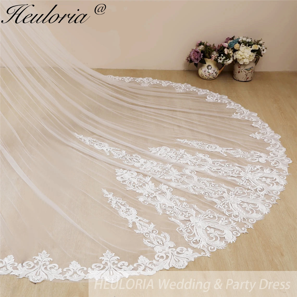 Cathedral Wedding Veil Lace bridal veil with Metal Comb Length 300cm width 300cm for Bride VL-131