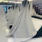 HEULORIA Satin V Neck A Line Wedding Dress Simple Lace Bodices Bridal Gown robe soirée mariage AL-920