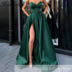 Customized Evening Dress For Women Strapless satin Prom Party Dresses High Slit Formal Occasion Dresses