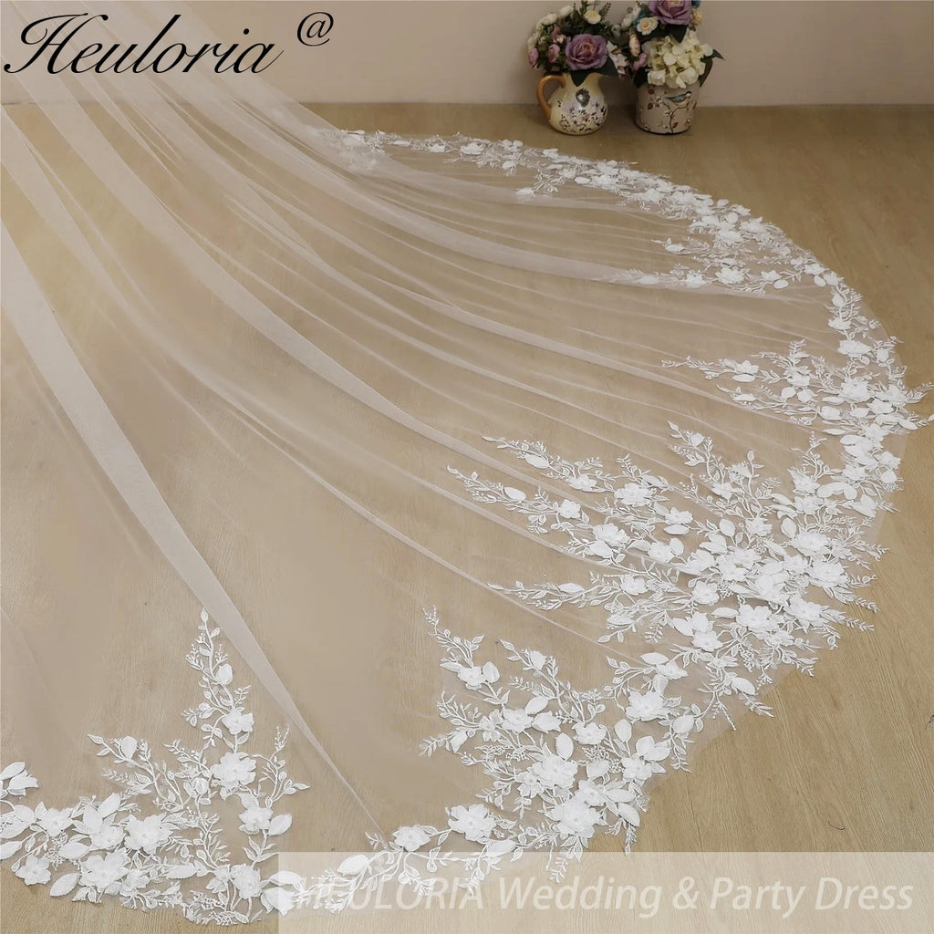 Cathedral Wedding Veil Lace bridal veil with Metal Comb Length 300cm width 300cm for Bride VL-122