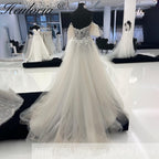 HEULORIA elegant 3d floral lace Wedding Dress Off Shoulder Vintage Wedding Gowns vestido novia sencillo AL-934