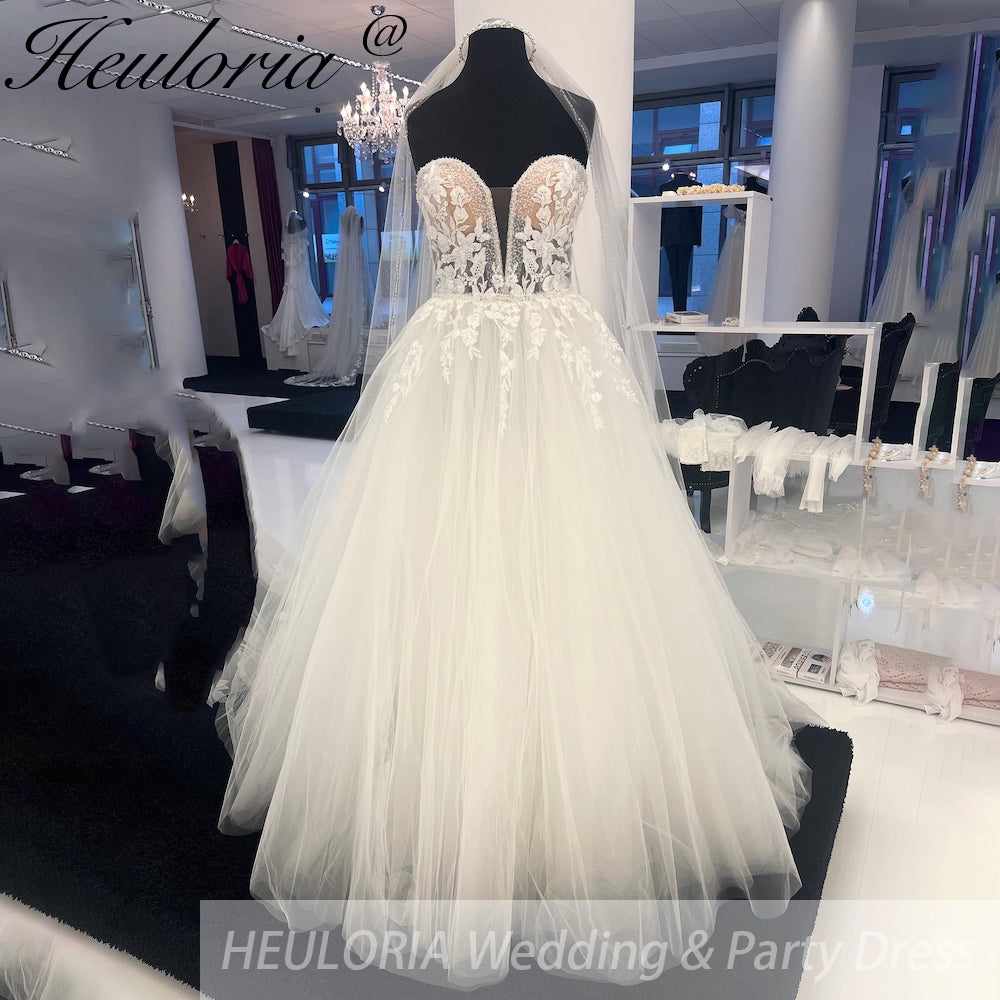 HEULORIA Off Shoulder Lace Boho a line Wedding Dress for Women Sweetheart Bridal Gown Custom Made vestido novia femeni AL-939 Main image