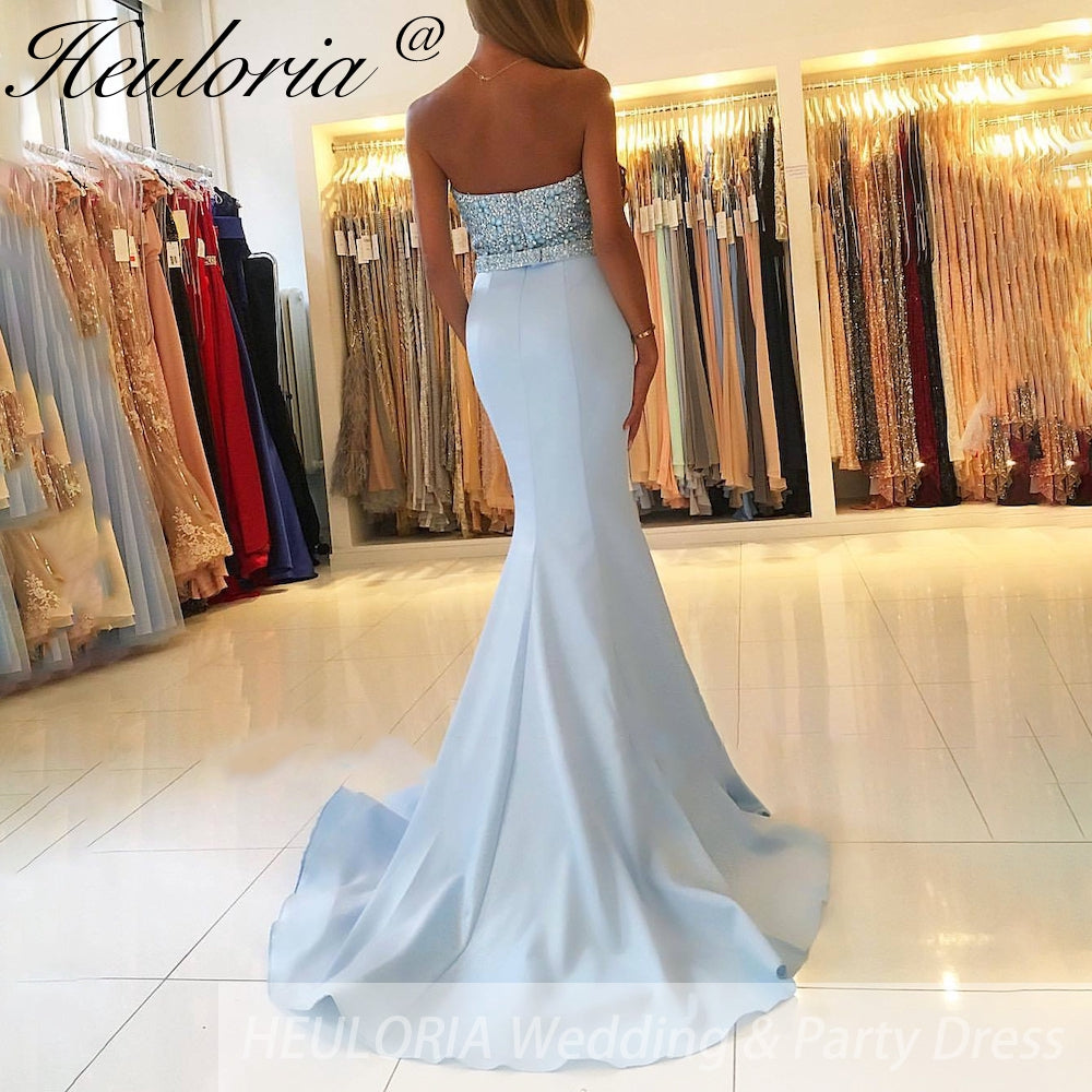 Customized Sweetheart Mermaid Blue Evening Dress Party Elegant Vestidos De Festa Prom Gown Formal Occasion Dresses