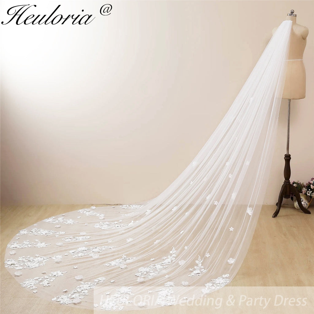 Cathedral Wedding Veil Lace bridal veil with Metal Comb Length 300cm width 300cm for Bride VL-129