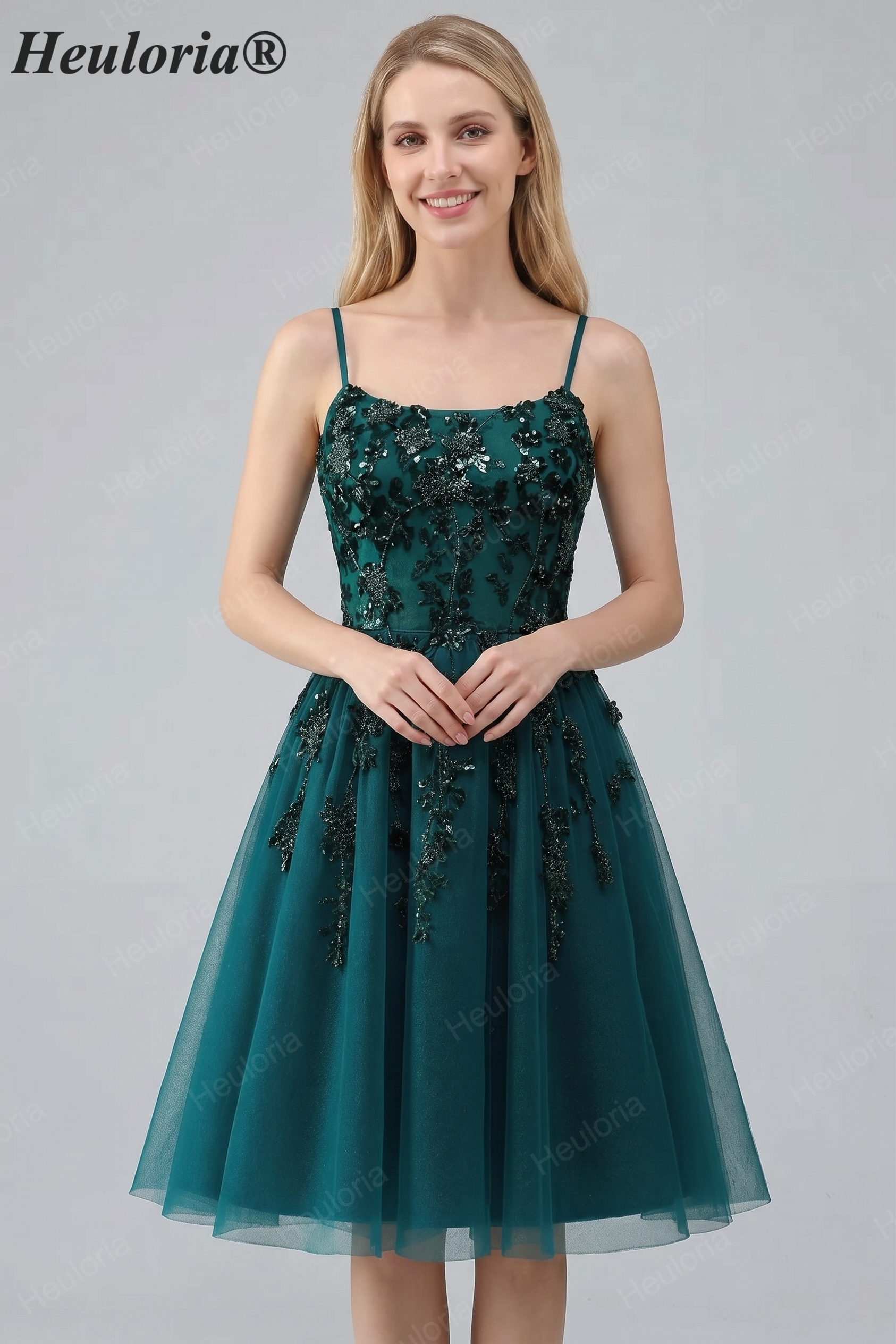 Dark Green Sequin Lace Homecoming Dress ED-300