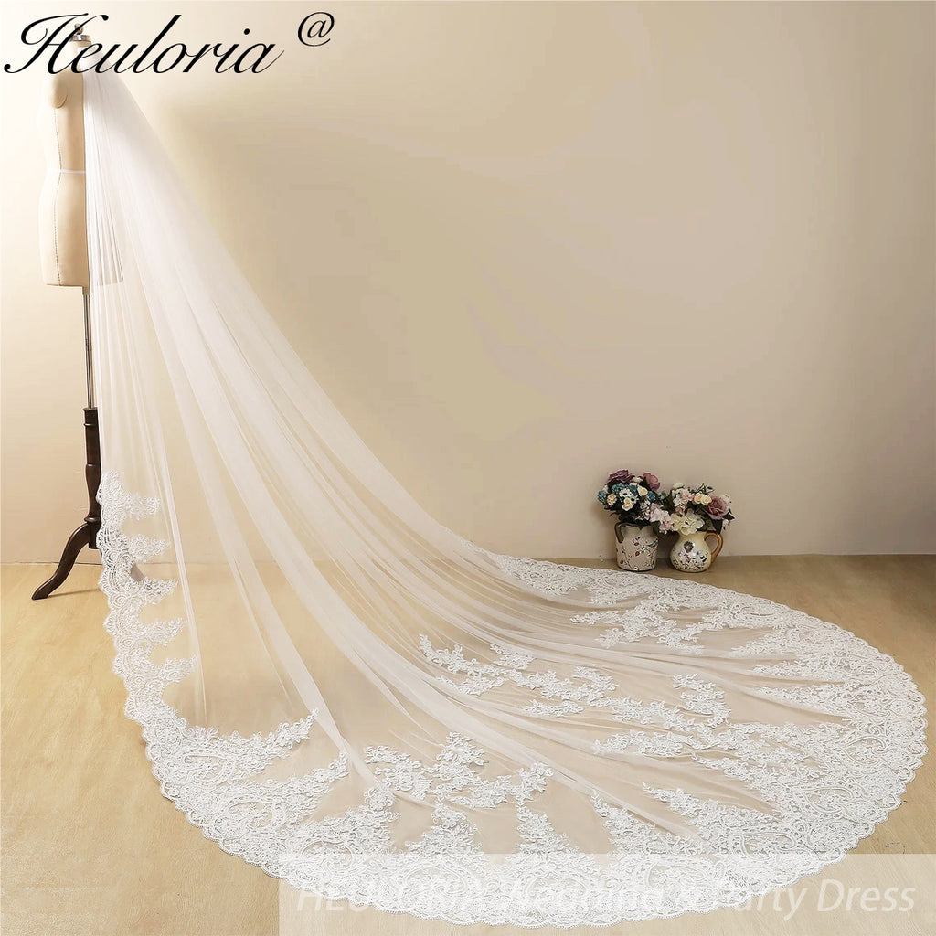 Cathedral Wedding Veil Lace bridal veil with Metal Comb Length 300cm width 300cm for Bride VL-110