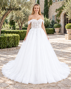 Off-the-Shoulder Sweetheart Lace A-Line Wedding Dress BA-1043