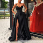 Customized Side Slit A-Line Evening Dress Prom Dress Royal Blue Spaghetti Straps Sweetheart Sexy Vestidos De Fiesta De Noche