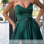 Customized Evening Dress For Women Strapless satin Prom Party Dresses High Slit Formal Occasion Dresses