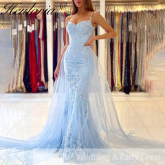 New Mermaid Sexy Prom Dresses Long for Applique with Detachable Train Formal Evening Dress Party Birthday Gowns Customized Made