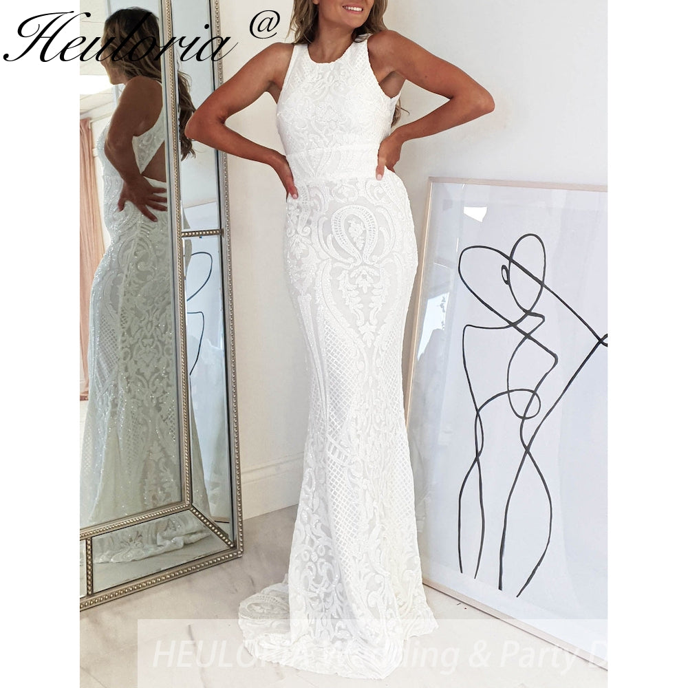 Sparky sequined evening dresses round neck backless long formal dress women elegant mermaid vestidos de fiesta  elegant backless evening gowns Secondary image