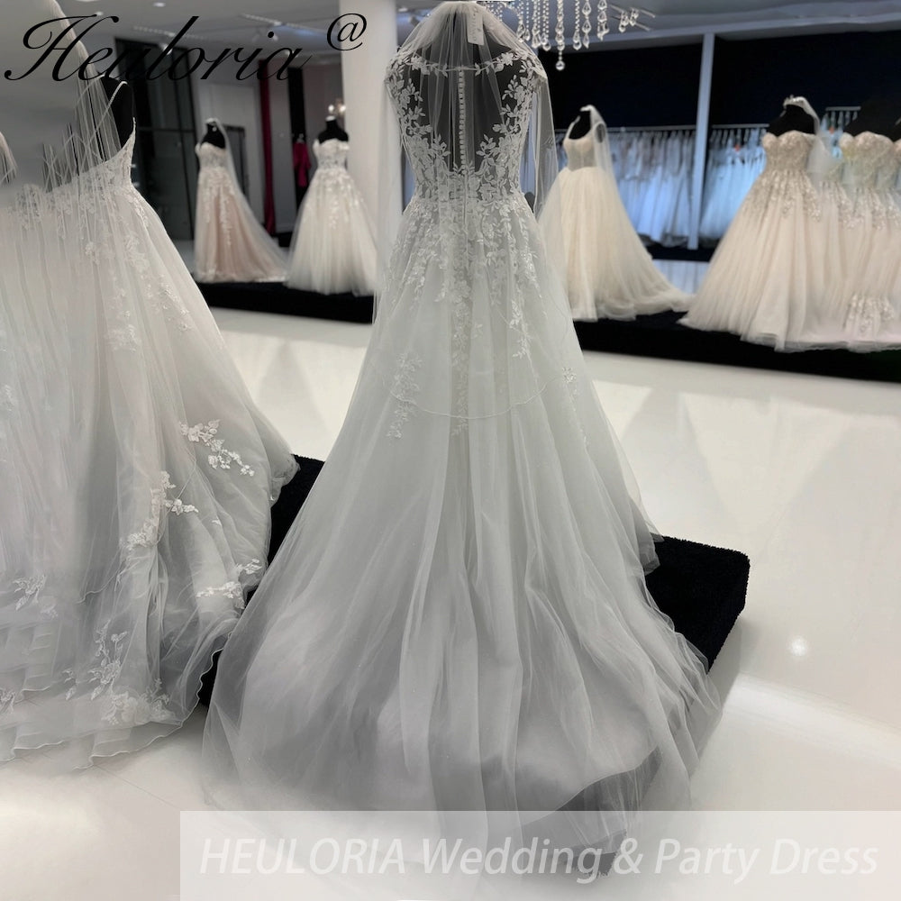 HEULORIA Plus Size A line Wedding Dresses sweetheart Lace Appliques Boho Tulle Bridal dress 2025 Customized AL-944