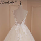 HEULORIA A-line Sweetheart Court Train Lace Tulle Wedding Dress With Sequins beading AL-528