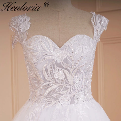 HEULORIA elegant off shoulder wedding dress A line lace applique bridal dress Robe De Mariee Wedding Bride Dress