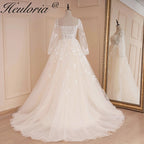 HEULORIA A-line long sleeve Court Train Lace Wedding Dress With Sequins AL-553