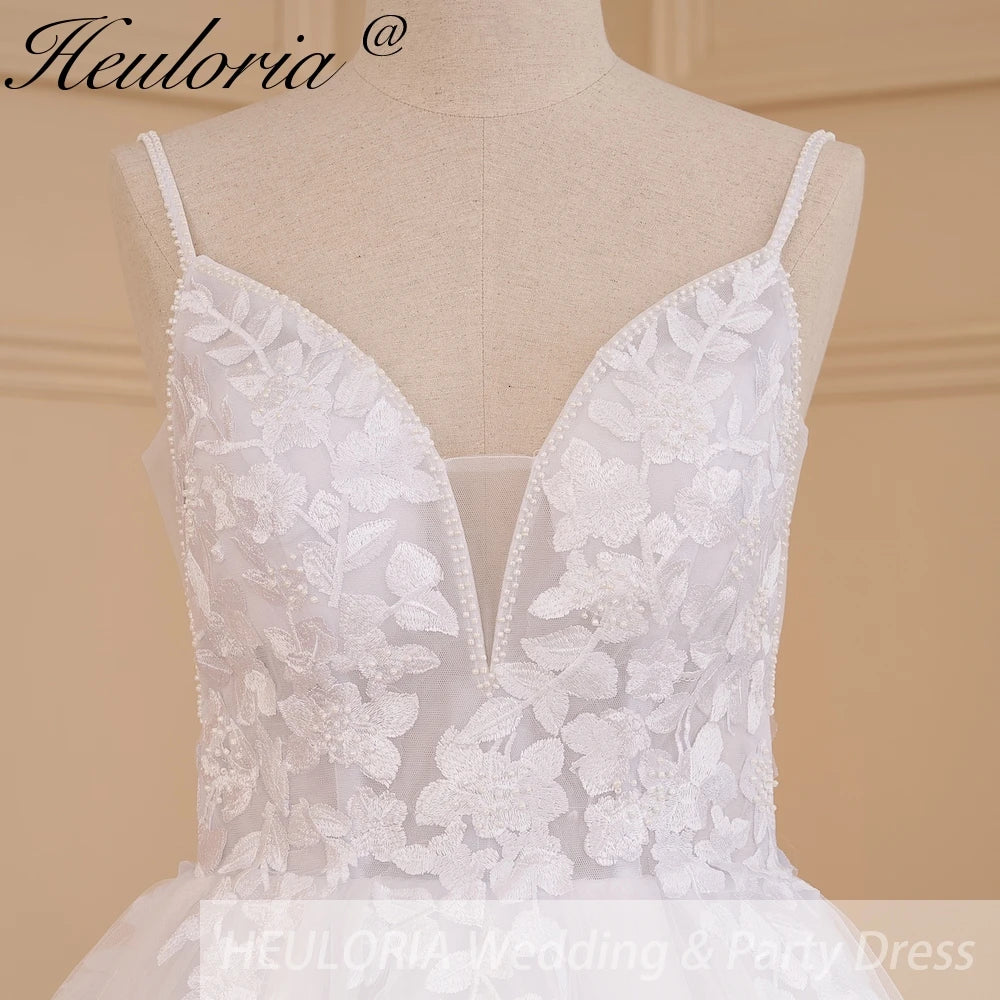 HEULORIA elegant wedding dress A line lace applique bridal dress Robe De Mariee Wedding Bride Dress AL-631A