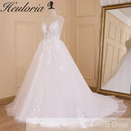 HEULORIA elegant wedding dress A line lace applique bridal dress Robe De Mariee Wedding Bride Dress AL-631A