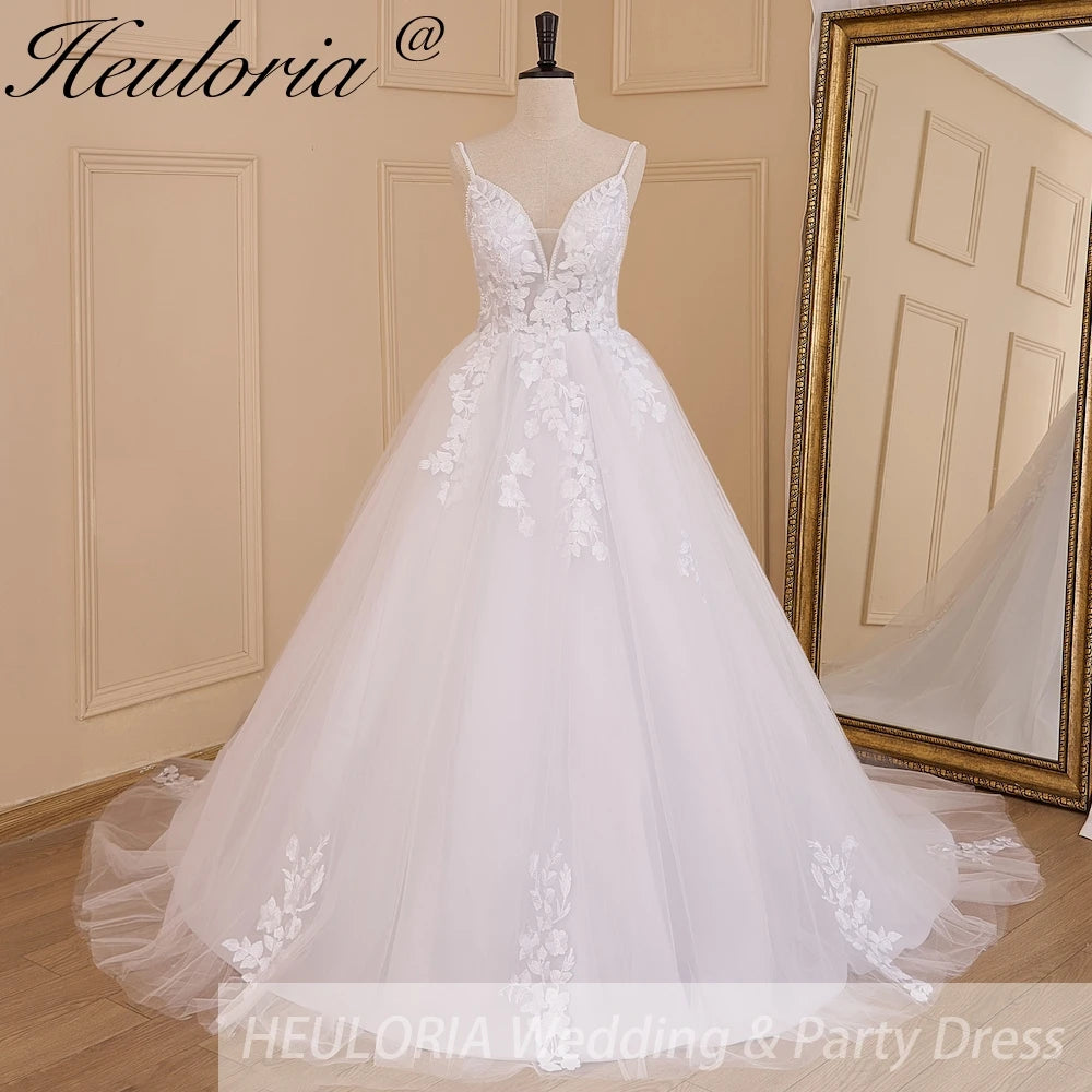 HEULORIA elegant wedding dress A line lace applique bridal dress Robe De Mariee Wedding Bride Dress AL-631A