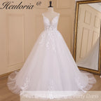 HEULORIA elegant wedding dress A line lace applique bridal dress Robe De Mariee Wedding Bride Dress AL-631A