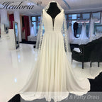 HEULORIA Crepe Satin A-Line Bridal dress Floor Length v neck Wedding Dress Vestidos Customized AL-918