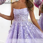 Lavender Purple Prom Dresses Lace Tulle Evening Dresses A-Shape Elegant Lady Party Dresses