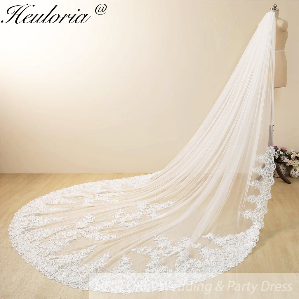 Cathedral Wedding Veil Lace bridal veil with Metal Comb Length 300cm width 300cm for Bride VL-110
