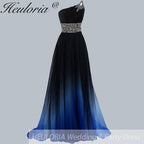 HEULORIA long evening dress one shoulder beaded chiffon party dress long formal dress ED-7P
