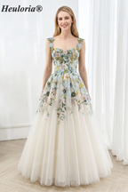 HEULORIA Whimsical Floral Embroidery A-Line Tulle Prom Gown - Fairycore Sweetheart Evening Dress with Corset Back ED-665 floor