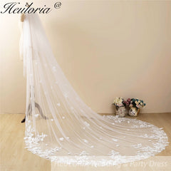 Cathedral Wedding Veil Lace bridal veil with Metal Comb Length 300cm width 300cm for Bride VL-102