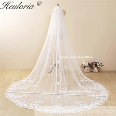 Cathedral Wedding Veil Lace bridal veil with Metal Comb Length 300cm width 300cm for Bride VL-102