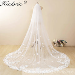 Cathedral Wedding Veil Lace bridal veil with Metal Comb Length 300cm width 300cm for Bride VL-102