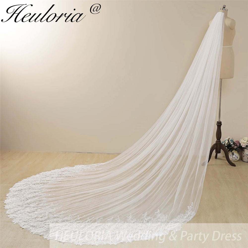 Cathedral Wedding Veil Lace bridal veil with Metal Comb Length 300cm width 300cm for Bride VL-35